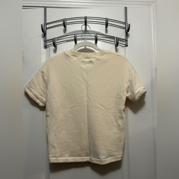 MADEWELL Cotton AirTerry V NECK Sweatshirt tee women’s XS cream EUC MD302 - Picture 4 of 14